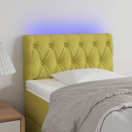 vidaXL Cabecero con LED de tela verde 80x7x78/88 cm