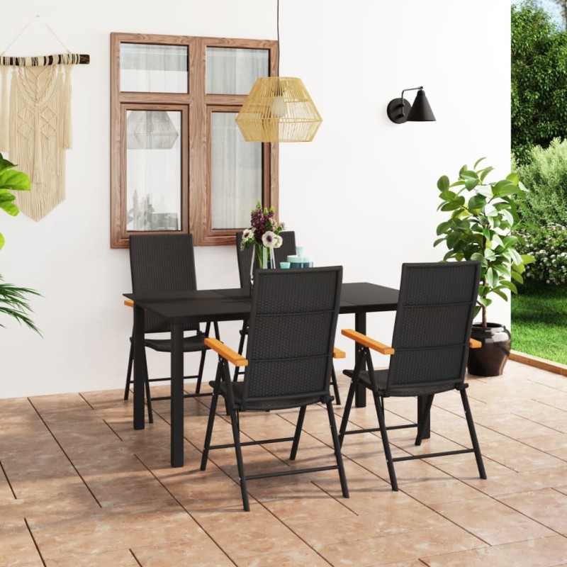 vidaXL Juego de comedor para jardín 5 piezas negro y marrón