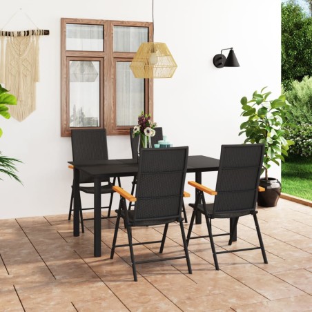vidaXL Juego de comedor para jardín 5 piezas negro y marrón