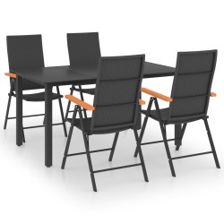 vidaXL Juego de comedor para jardín 5 piezas negro y marrón