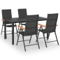vidaXL Juego de comedor para jardín 5 piezas negro y marrón