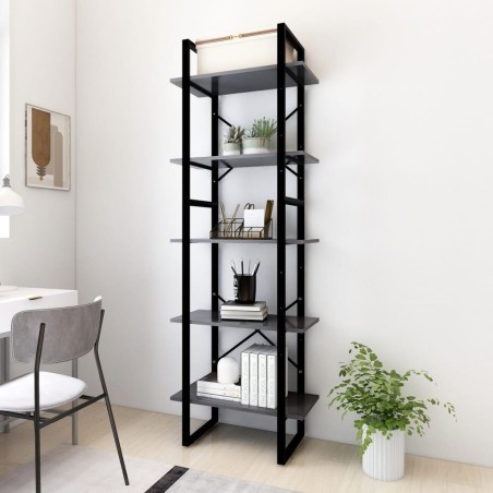 vidaXL Estantería de 5 niveles madera de ingeniería gris 60x30x175 cm