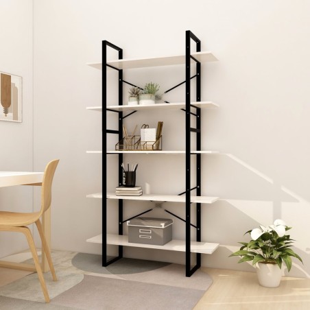 vidaXL Estantería de 5 niveles madera pino maciza blanco 100x30x175 cm