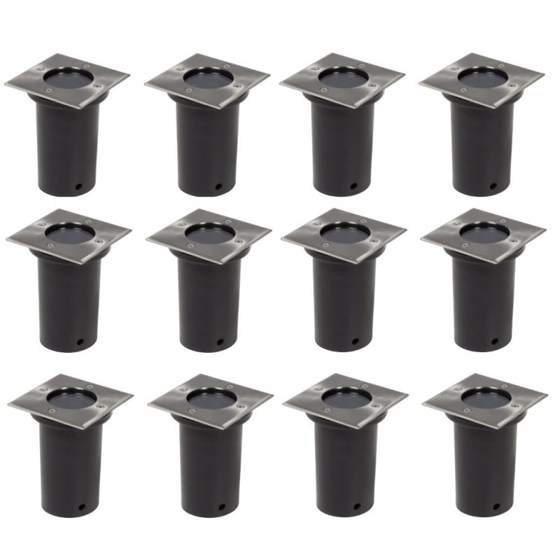 vidaXL Luces de suelo de exterior cuadradas 12 unidades vidaXL Luces de suelo de exterior cuadradas 12 unidades