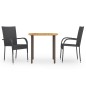 vidaXL Juego de comedor para jardín 3 piezas ratán sintético negro vidaXL Juego de comedor para jardín 3 piezas ratán sintético negro