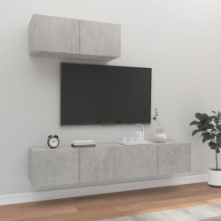 vidaXL Set de muebles de TV 3 pzas madera contrachapada gris hormigón