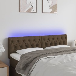 vidaXL Cabecero con LED de tela marrón oscuro 160x7x78/88 cm