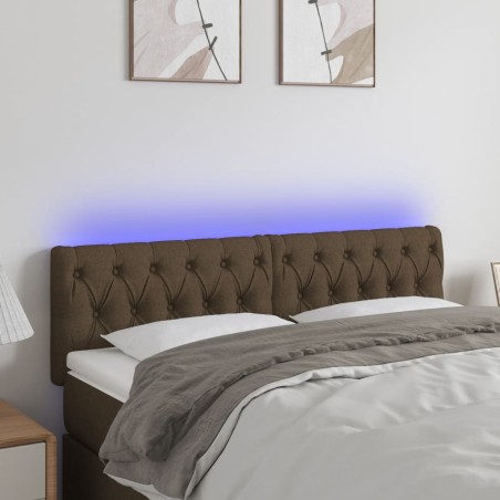 vidaXL Cabecero con LED de tela marrón oscuro 160x7x78/88 cm