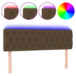 vidaXL Cabecero con LED de tela marrón oscuro 160x7x78/88 cm