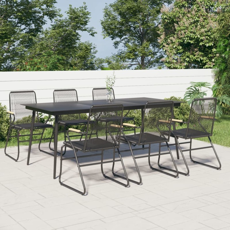 vidaXL Juego de comedor para jardín 7 piezas ratán PVC negro vidaXL Juego de comedor para jardín 7 piezas ratán PVC negro