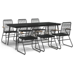 vidaXL Juego de comedor para jardín 7 piezas ratán PVC negro