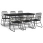 vidaXL Juego de comedor para jardín 7 piezas ratán PVC negro vidaXL Juego de comedor para jardín 7 piezas ratán PVC negro
