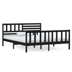 vidaXL Estructura de cama de madera maciza negra 140x190 cm