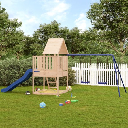 vidaXL Parque infantil de exterior madera maciza de pino