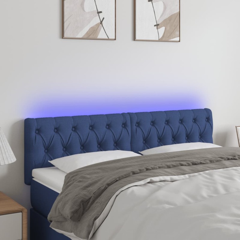 vidaXL Cabecero con LED de tela azul 160x7x78/88 cm vidaXL Cabecero con LED de tela azul 160x7x78/88 cm
