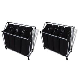 vidaXL Separador de colada con bolsas 2 unidades negro y gris
