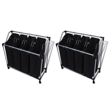 vidaXL Separador de colada con bolsas 2 unidades negro y gris