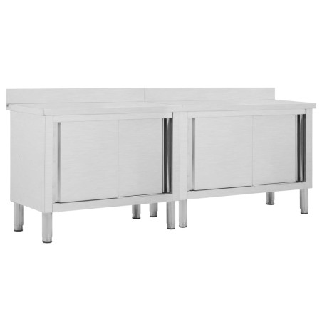 vidaXL Mesas de trabajo puertas correderas 2 ud acero 240x50x(95-97)cm