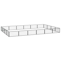 vidaXL Jaula perros 20 paneles acero recubierto polvo negro 100x50 cm
