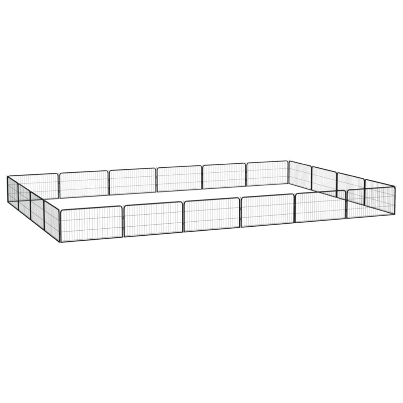 vidaXL Jaula perros 20 paneles acero recubierto polvo negro 100x50 cm vidaXL Jaula perros 20 paneles acero recubierto polvo negro 100x50 cm