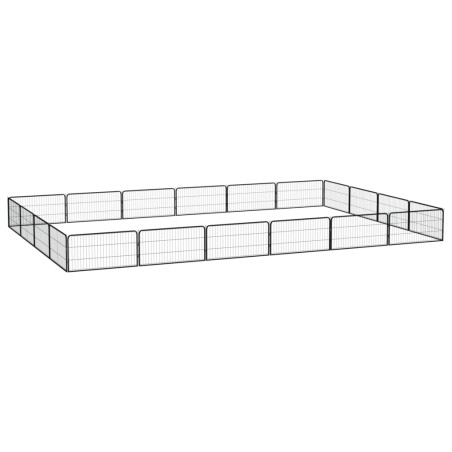 vidaXL Jaula perros 20 paneles acero recubierto polvo negro 100x50 cm