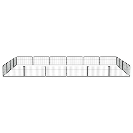 vidaXL Jaula perros 20 paneles acero recubierto polvo negro 100x50 cm