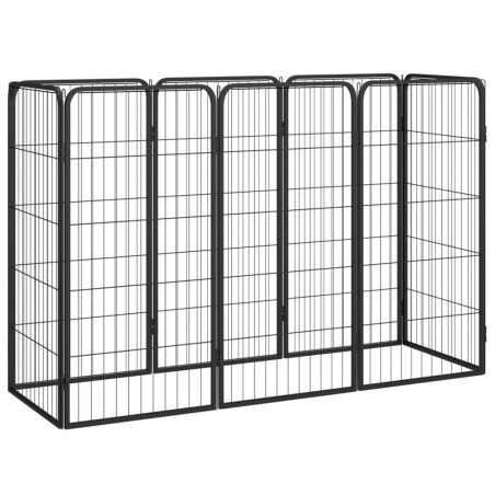 vidaXL Jaula perros 8 paneles acero recubierto polvo negro 50x100 cm