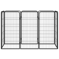 vidaXL Jaula perros 8 paneles acero recubierto polvo negro 50x100 cm