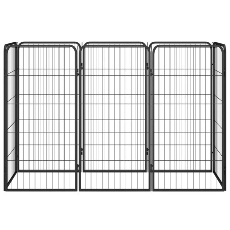 vidaXL Jaula perros 8 paneles acero recubierto polvo negro 50x100 cm