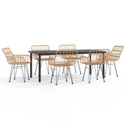 vidaXL Juego de comedor de jardín 7 piezas ratán sintético