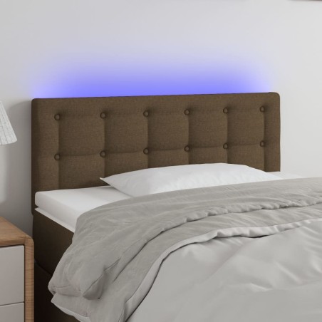 vidaXL Cabecero con LED de tela marrón oscuro 100x5x78/88 cm