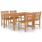 vidaXL Conjunto de comedor de jardín 5 piezas madera maciza de teca vidaXL Conjunto de comedor de jardín 5 piezas madera maciza de teca