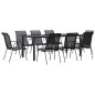 vidaXL Juego de comedor para jardín 9 piezas acero y textilene negro vidaXL Juego de comedor para jardín 9 piezas acero y textilene negro