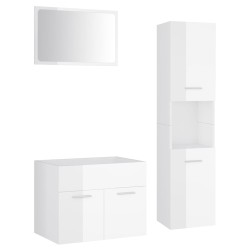 vidaXL Juego de muebles de baño madera de ingeniería blanco brillo
