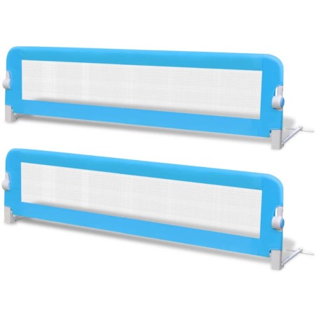 vidaXL Barandilla de seguridad cama de niño 2 uds azul 150x42 cm