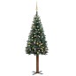 vidaXL Árbol de Navidad delgado con luces y bolas verde 150 cm vidaXL Árbol de Navidad delgado con luces y bolas verde 150 cm