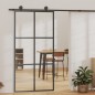 vidaXL Puerta corredera con herrajes ESG vidrio y aluminio 102x205 cm vidaXL Puerta corredera con herrajes ESG vidrio y aluminio 102x205 cm