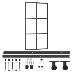 vidaXL Puerta corredera con herrajes ESG vidrio y aluminio 102x205 cm