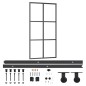 vidaXL Puerta corredera con herrajes ESG vidrio y aluminio 102x205 cm vidaXL Puerta corredera con herrajes ESG vidrio y aluminio 102x205 cm