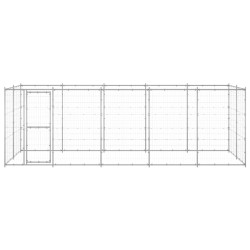 vidaXL Perrera de exterior de acero galvanizado 12,1 m²
