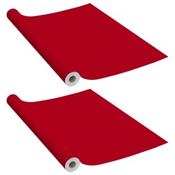 vidaXL Láminas autoadhesivas muebles 2 uds PVC rojo 500x90 cm