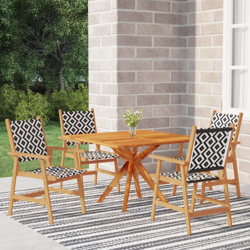 vidaXL Juego de comedor de jardín 5 piezas madera maciza de acacia vidaXL Juego de comedor de jardín 5 piezas madera maciza de acacia
