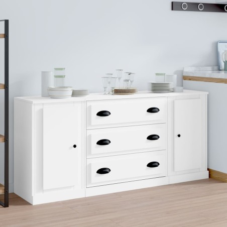 vidaXL Aparadores 3 piezas madera contrachapada blanco