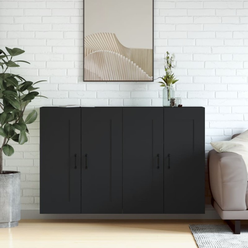 vidaXL Armarios de pared 2 uds madera de ingeniería negro vidaXL Armarios de pared 2 uds madera de ingeniería negro