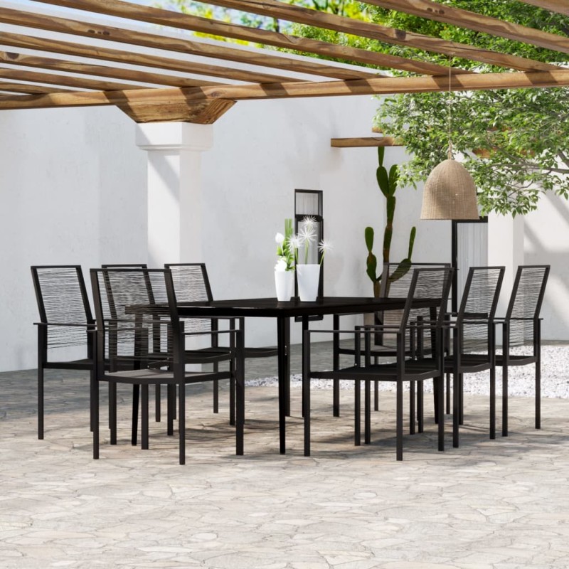vidaXL Juego de comedor de jardín 9 piezas negro vidaXL Juego de comedor de jardín 9 piezas negro