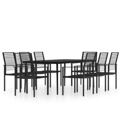 vidaXL Juego de comedor de jardín 9 piezas negro