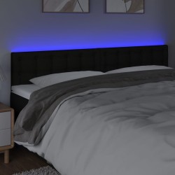 vidaXL Cabecero con LED de tela negro 200x5x78/88 cm