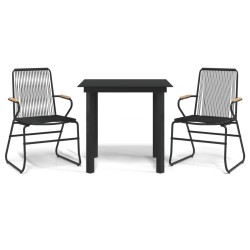 vidaXL Juego de comedor de jardín 3 piezas ratán PVC negro