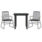 vidaXL Juego de comedor de jardín 3 piezas ratán PVC negro vidaXL Juego de comedor de jardín 3 piezas ratán PVC negro