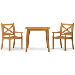 vidaXL Juego de comedor de jardín 3 piezas madera maciza de acacia